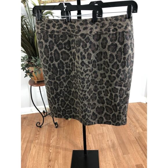 Rafaella Studio Skirt Women 16 Lined wool Blend Animal Print Split & Zipper Back - Picture 1 of 6